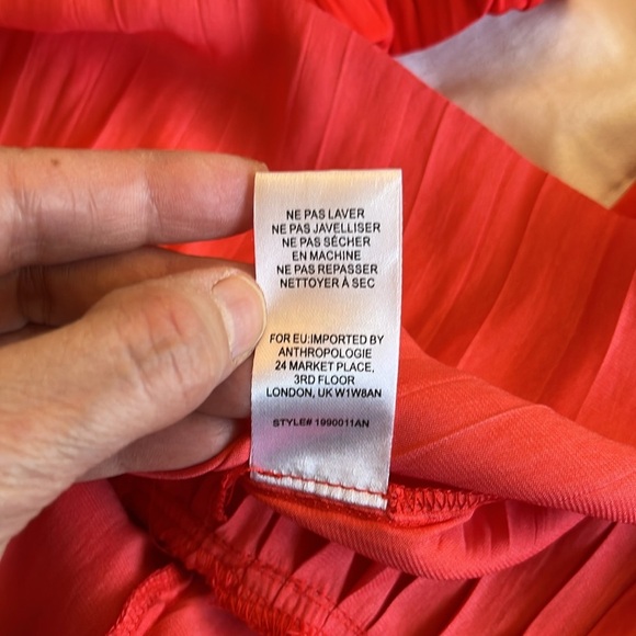 Anthropologie Current Air PLEATED Mini Dress Color Flame, Bright Red Size S - Picture 11 of 15
